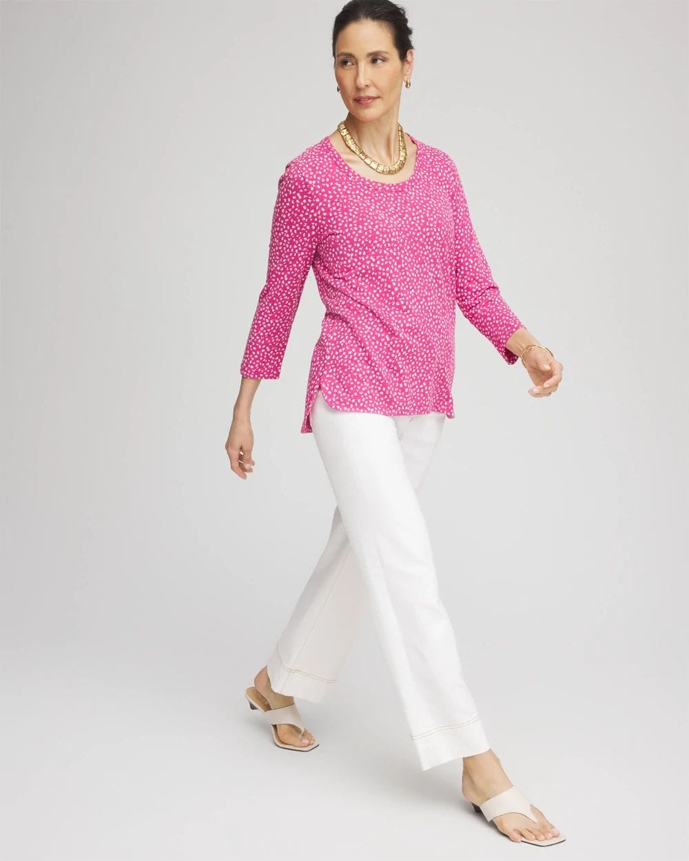 Slub Cheetah-Print 3/4 Sleeve Tee | Chico's